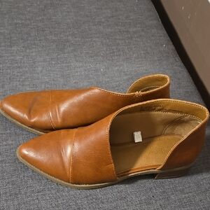 Brown Leather Slip-On Flats